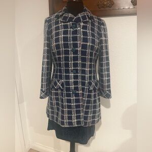 Haute Couture Vintage Matsuda Women's Blazer - Navy and Cream